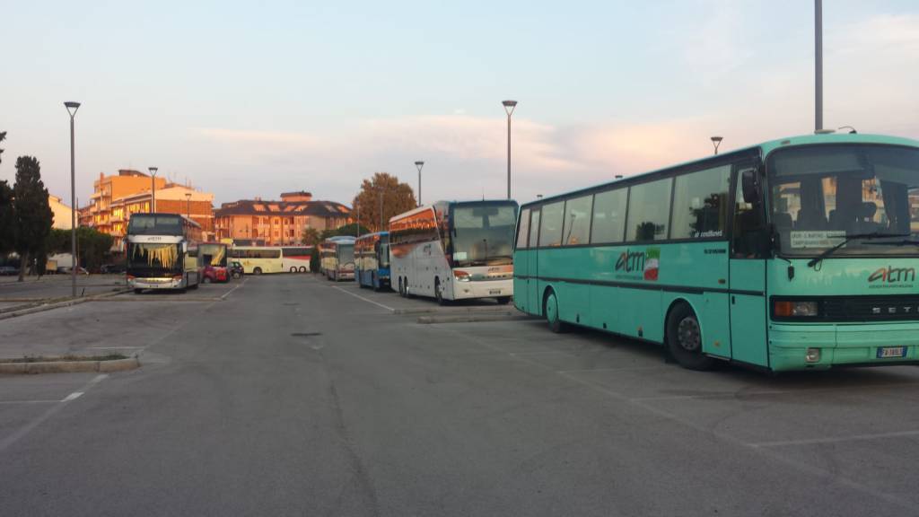 cimitero occupato da autobus