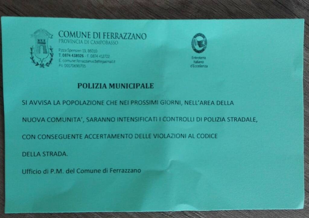 avviso multe ferrazzano