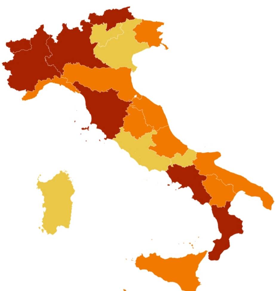 Mappa colori italia 14 novembre