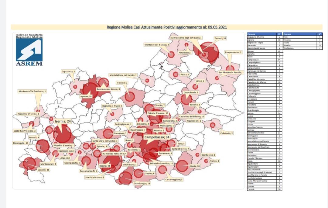 Mappa contagi 9 maggio
