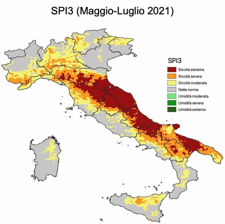 siccità italia maggio luglio