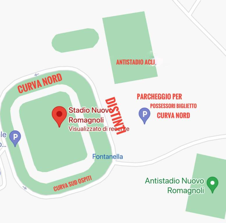 Mappa parcheggi stadio