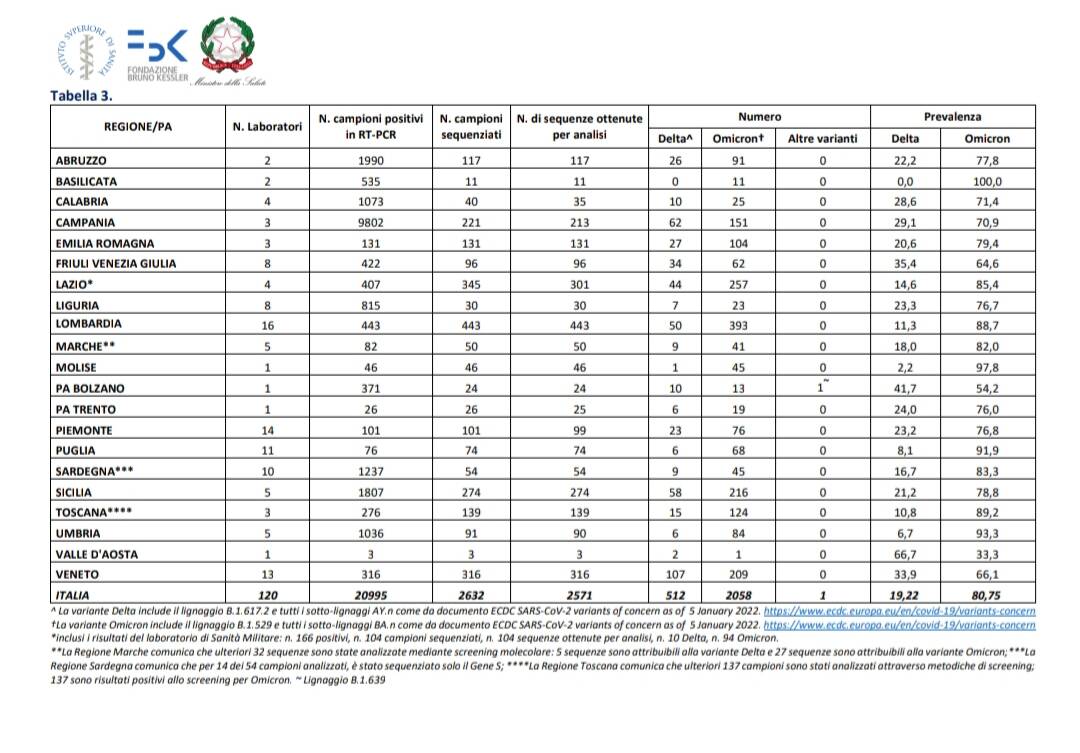 Flash survey 3 gennaio omicron