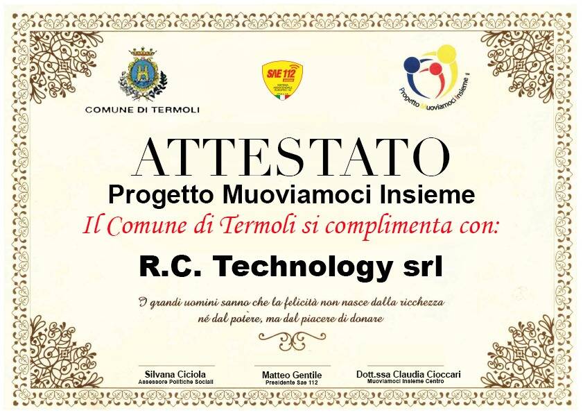 attestato sae 112 furgone disabili donatori