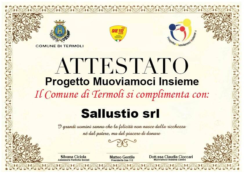 attestato sae 112 furgone disabili donatori