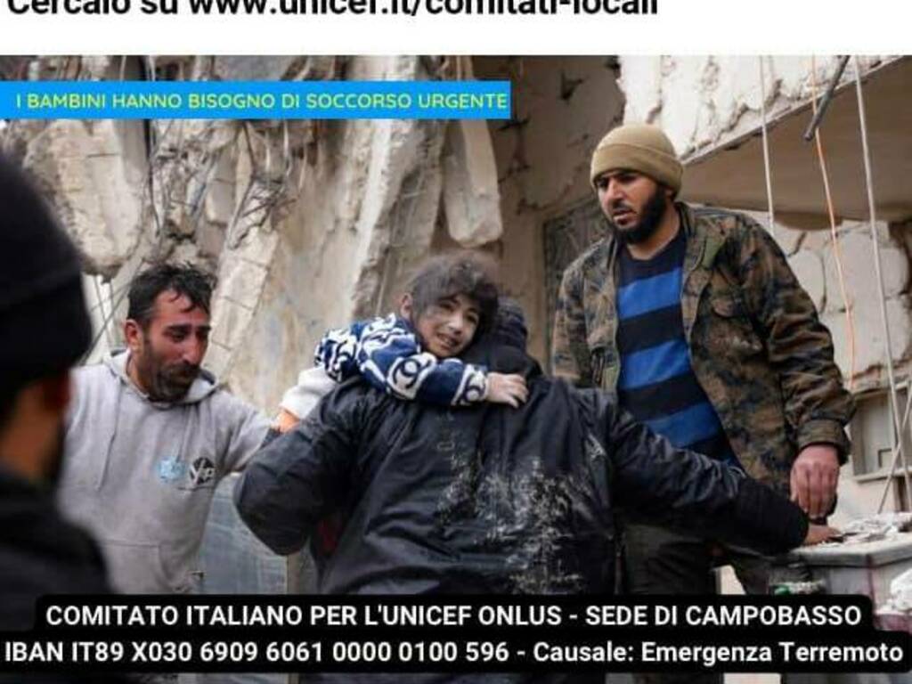 raccolta fondi Unicef Cb per la Turchia